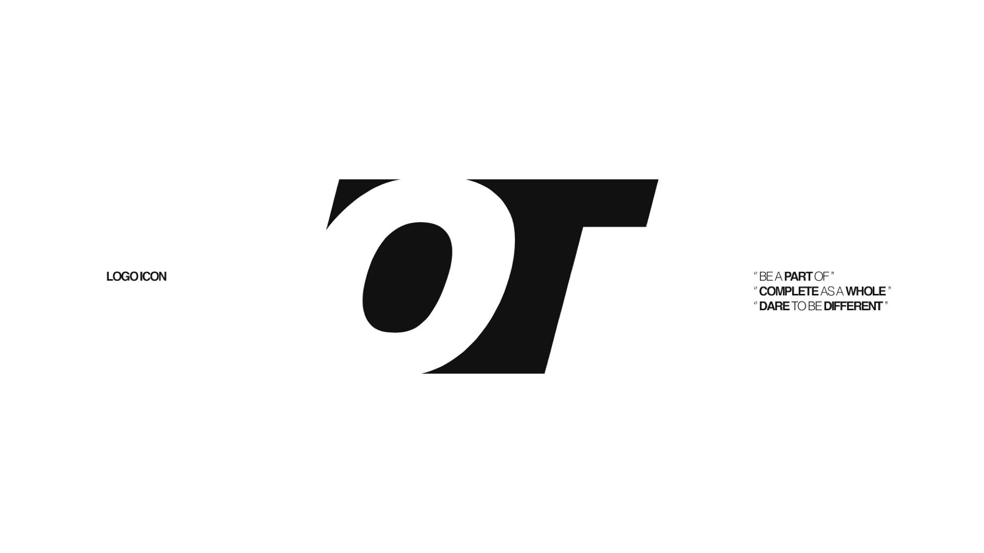 Het Overtime-logo: de letters O en T in elkaar, zwart op wit.